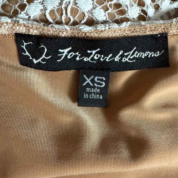 For Love & Lemons Guava Lace Crop Top Size XS Scalloped Hem Long Sleeves - Picture 13 of 14